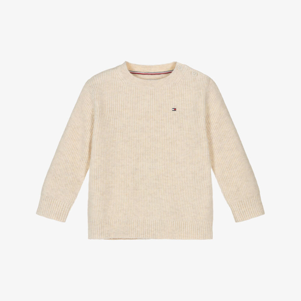 Tommy Hilfiger-Boys Cozy Beige Knit Pullover | Childrensalon Outlet