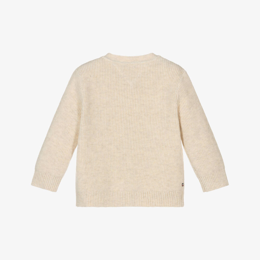 Tommy Hilfiger-Boys Cozy Beige Knit Pullover | Childrensalon Outlet