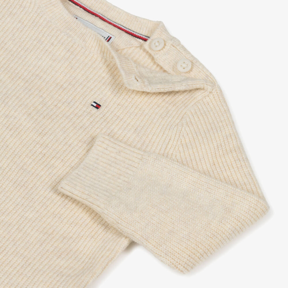 Tommy Hilfiger-Boys Cozy Beige Knit Pullover | Childrensalon Outlet