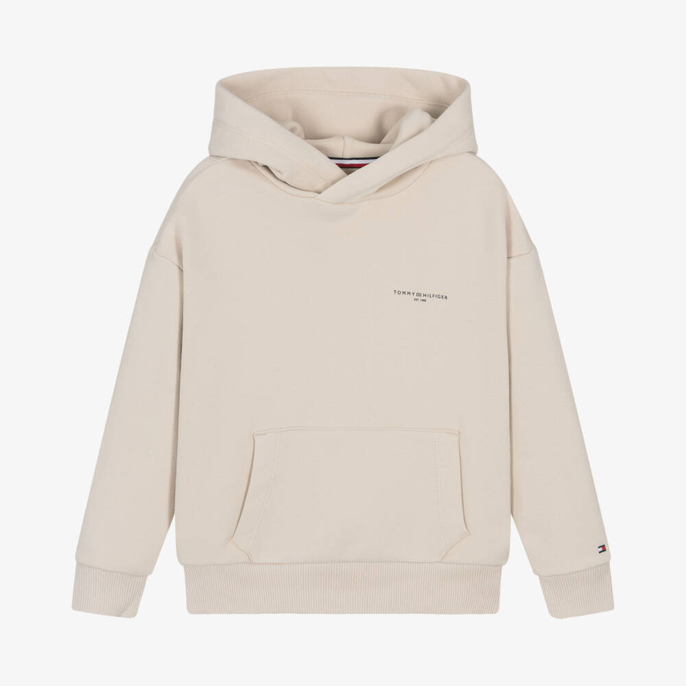 Tommy Hilfiger-Boys Cozy Beige Pullover Hoodie | Childrensalon Outlet