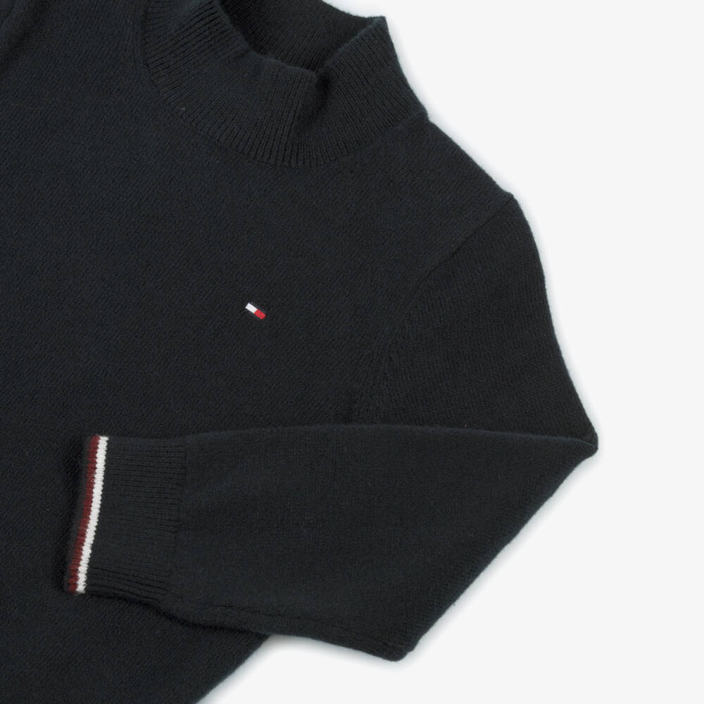 Tommy Hilfiger-Boys Cozy Blue Knit Roll Neck | Childrensalon Outlet