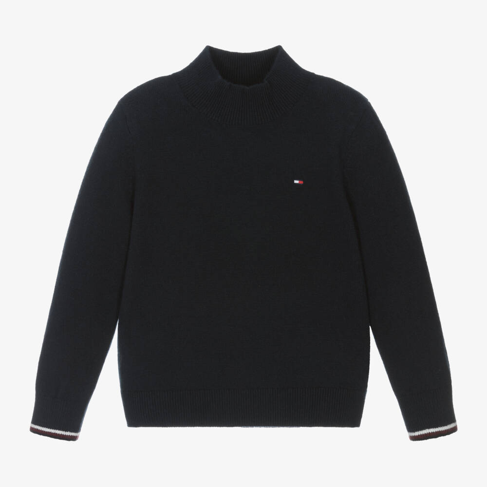 Tommy Hilfiger-Boys Cozy Blue Knit Roll Neck | Childrensalon Outlet