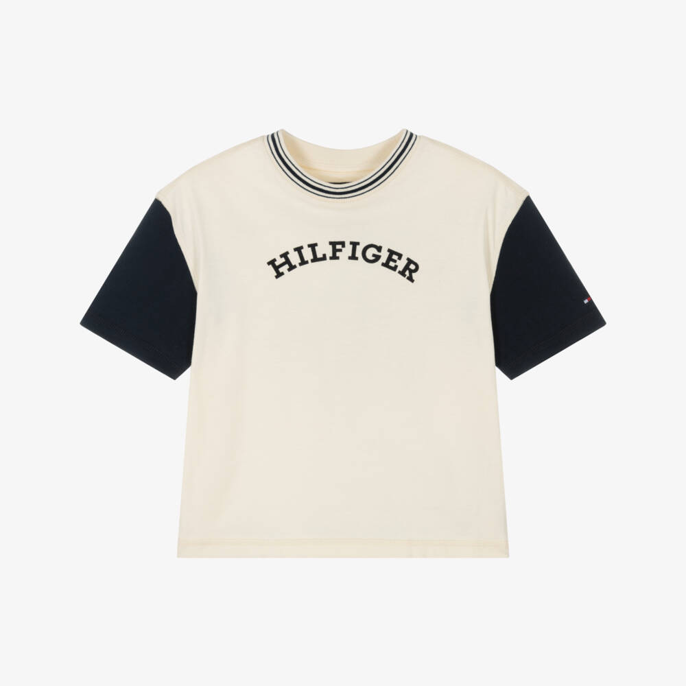 Tommy Hilfiger-Boys Creamy Colorblock Cotton Tee | Childrensalon Outlet