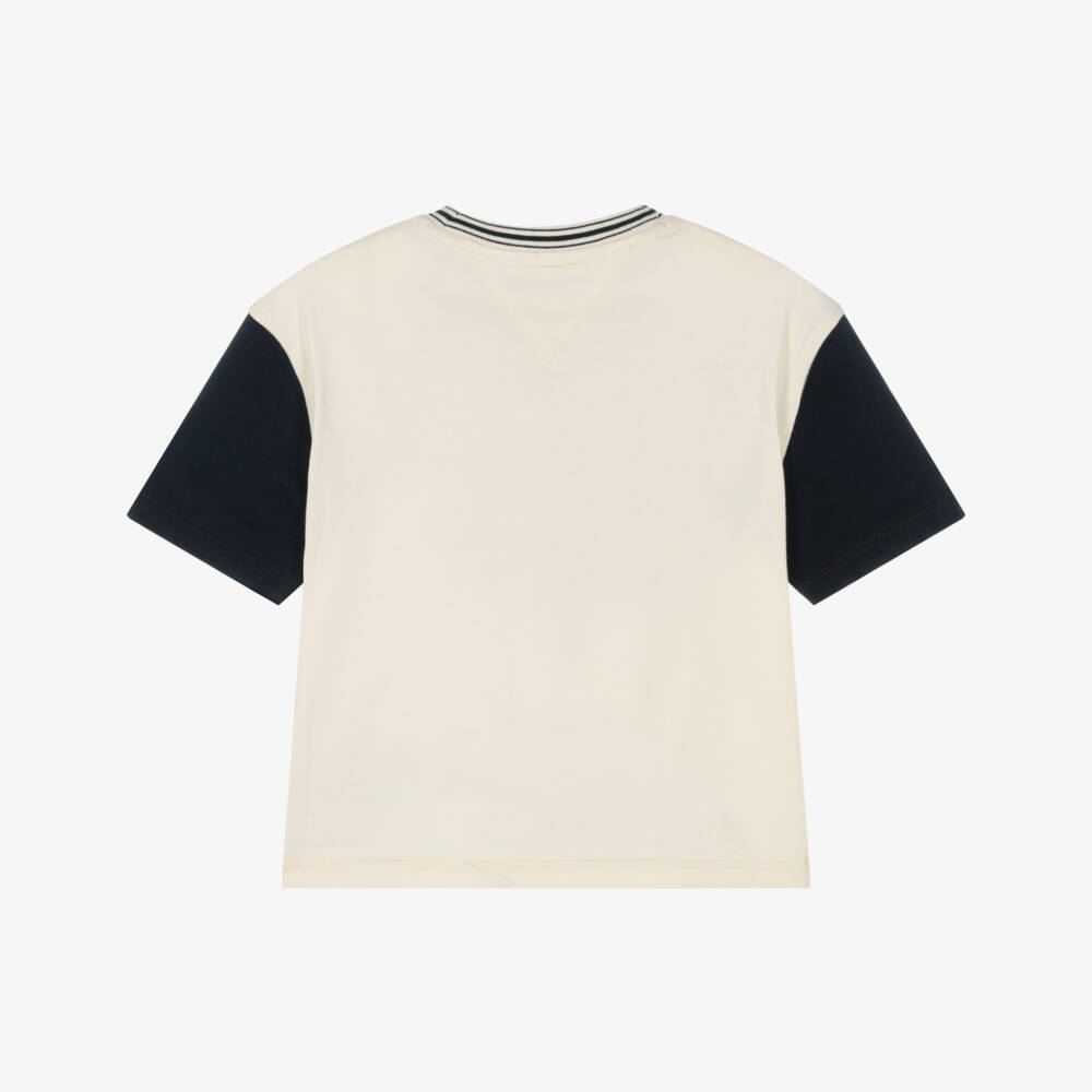 Tommy Hilfiger-تيشيرت قطن بلون كريمي للأولاد | Childrensalon Outlet