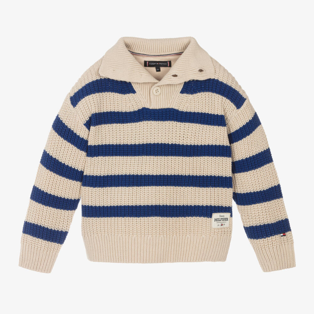 Tommy Hilfiger-Boys Creamy Striped Knit Pullover | Childrensalon Outlet
