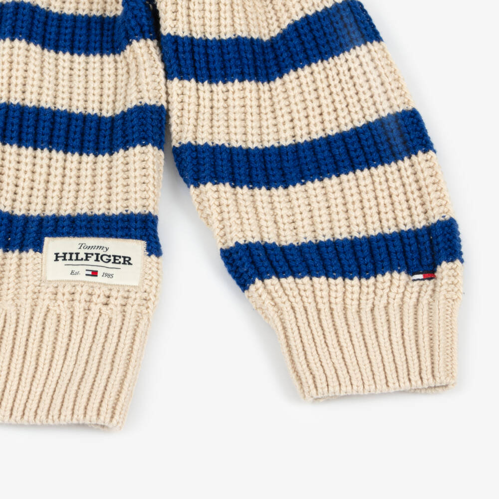 Tommy Hilfiger-Boys Creamy Striped Knit Pullover | Childrensalon Outlet