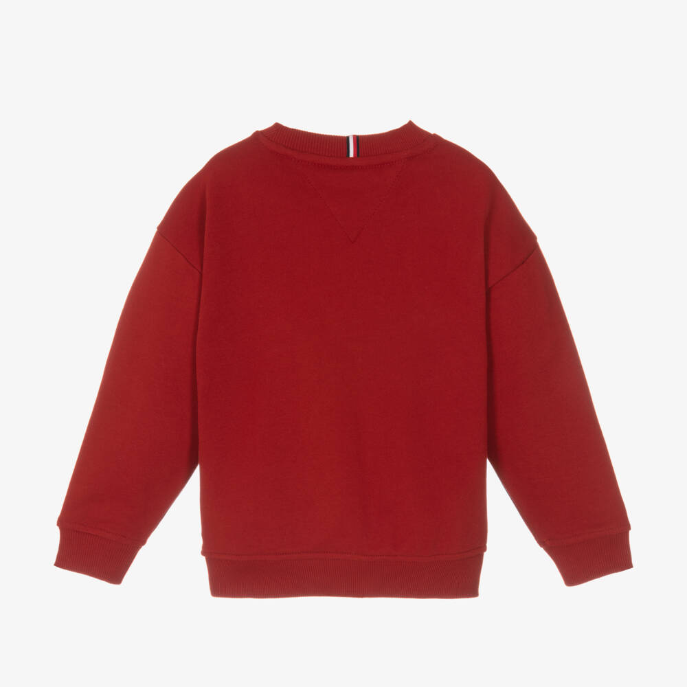 Tommy Hilfiger-Boys Crimson Cotton Logo Jumper | Childrensalon Outlet