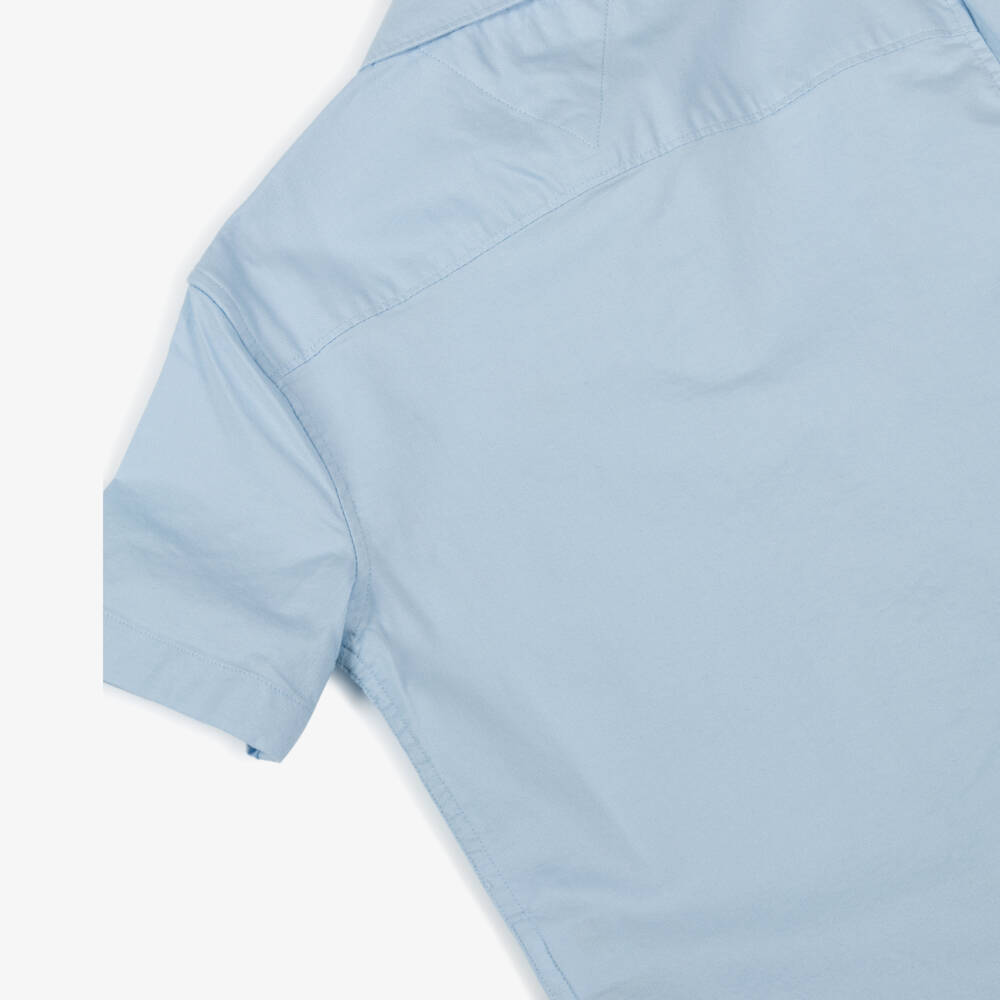 Tommy Hilfiger-Boys Crisp Blue Short Sleeve Shirt | Childrensalon Outlet