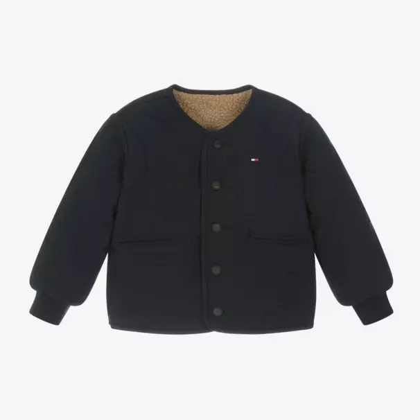Tommy Hilfiger-Коричнево-синяя двусторонняя куртка Teddy для мальчиков | Childrensalon Outlet