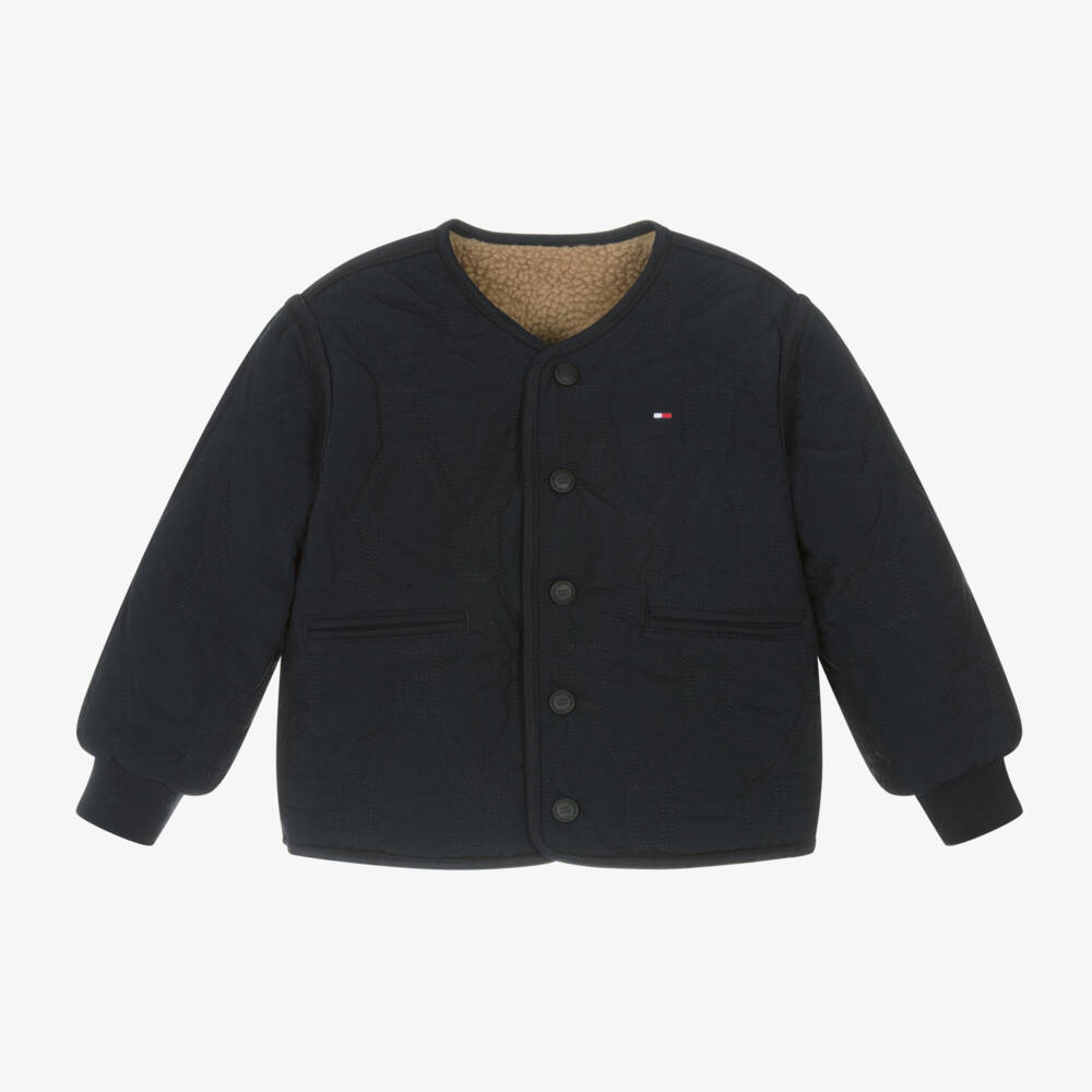 Tommy Hilfiger-Коричнево-синяя двусторонняя куртка Teddy для мальчиков | Childrensalon Outlet