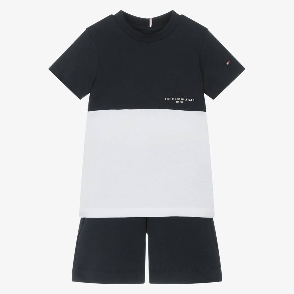 Tommy Hilfiger-Boys Dual-Tone Navy Shorts Set | Childrensalon Outlet