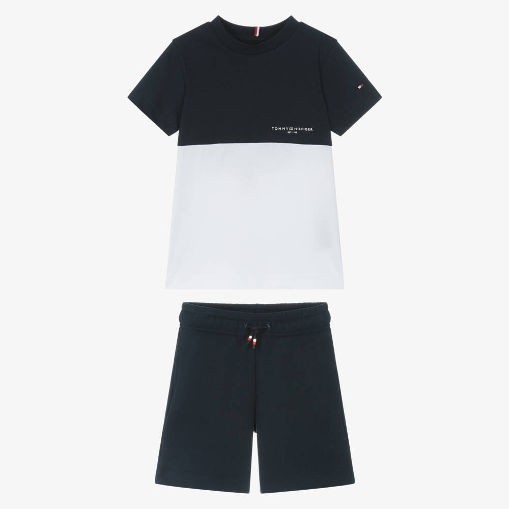 Tommy Hilfiger-Boys Dual-Tone Navy Shorts Set | Childrensalon Outlet
