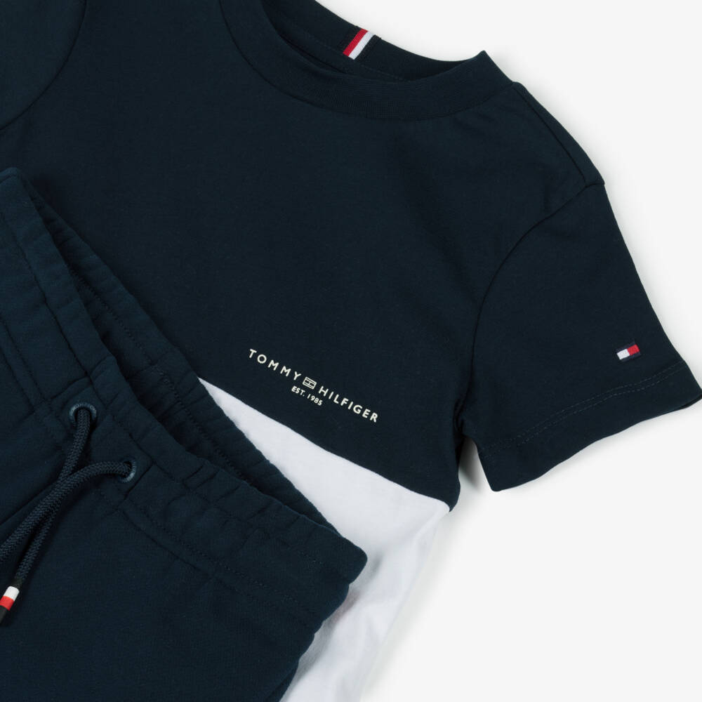 Tommy Hilfiger-Boys Dual-Tone Navy Shorts Set | Childrensalon Outlet