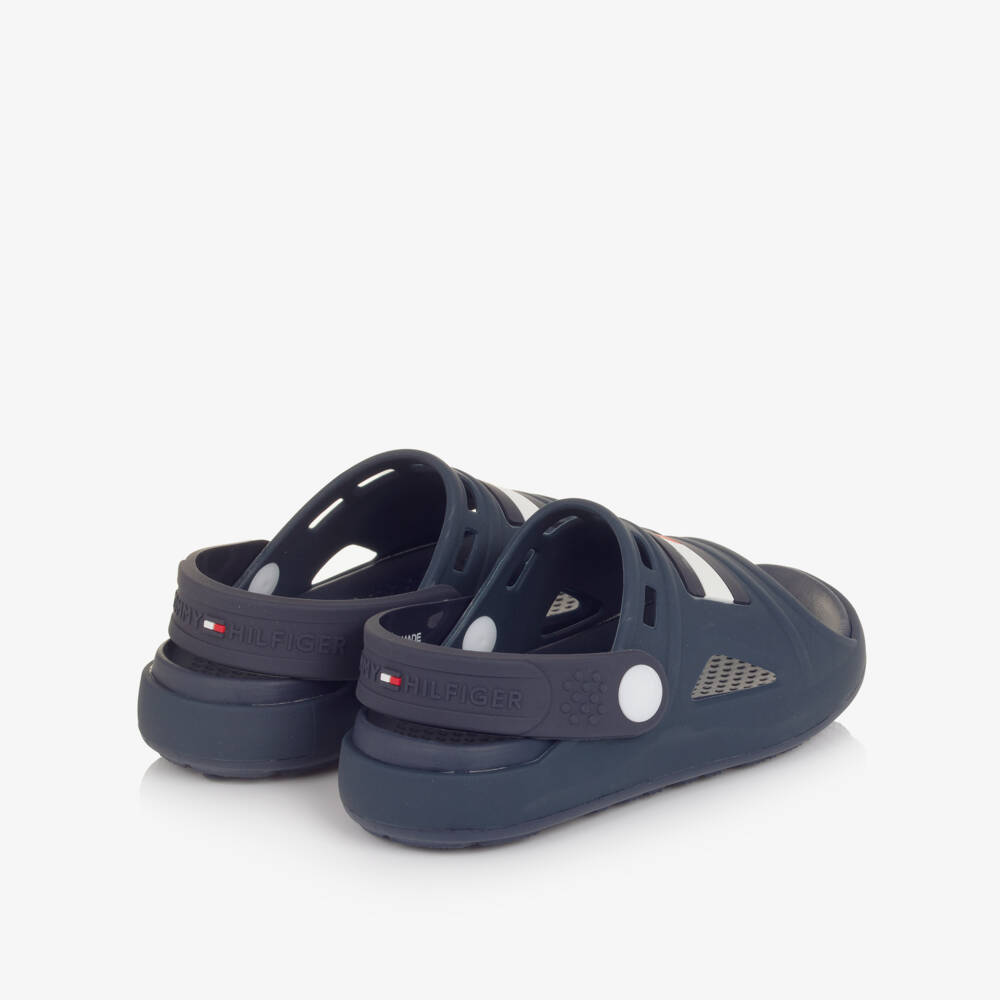 Tommy Hilfiger-Boys Girls Navy Blue Flag Logo Slide Sandals | Childrensalon Outlet