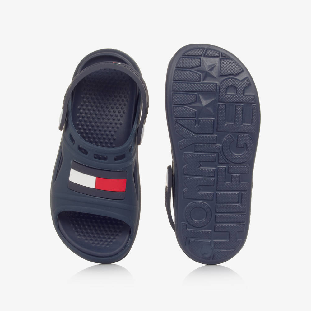 Tommy Hilfiger-Boys Girls Navy Blue Flag Logo Slide Sandals | Childrensalon Outlet