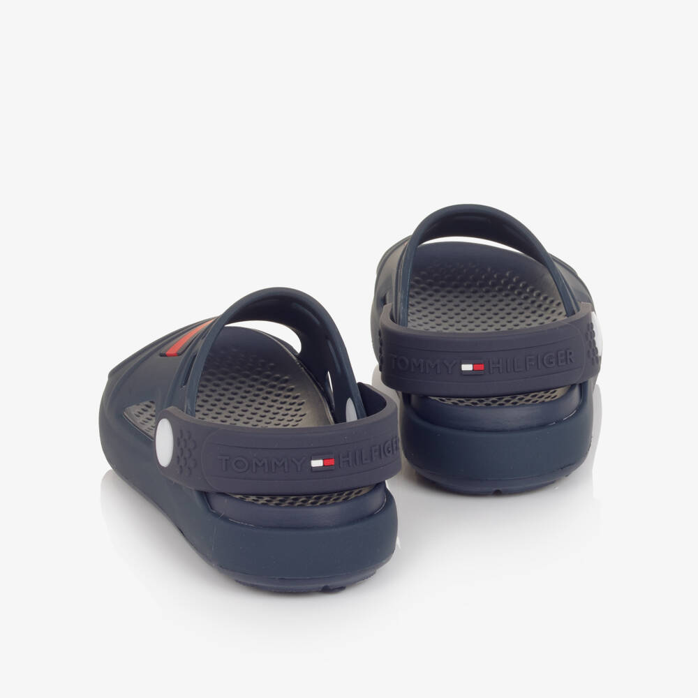 Tommy Hilfiger-Boys Girls Navy Blue Flag Logo Slide Sandals | Childrensalon Outlet