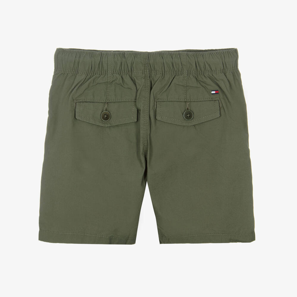Tommy Hilfiger-Boys Green Cotton Drawstring Shorts | Childrensalon Outlet