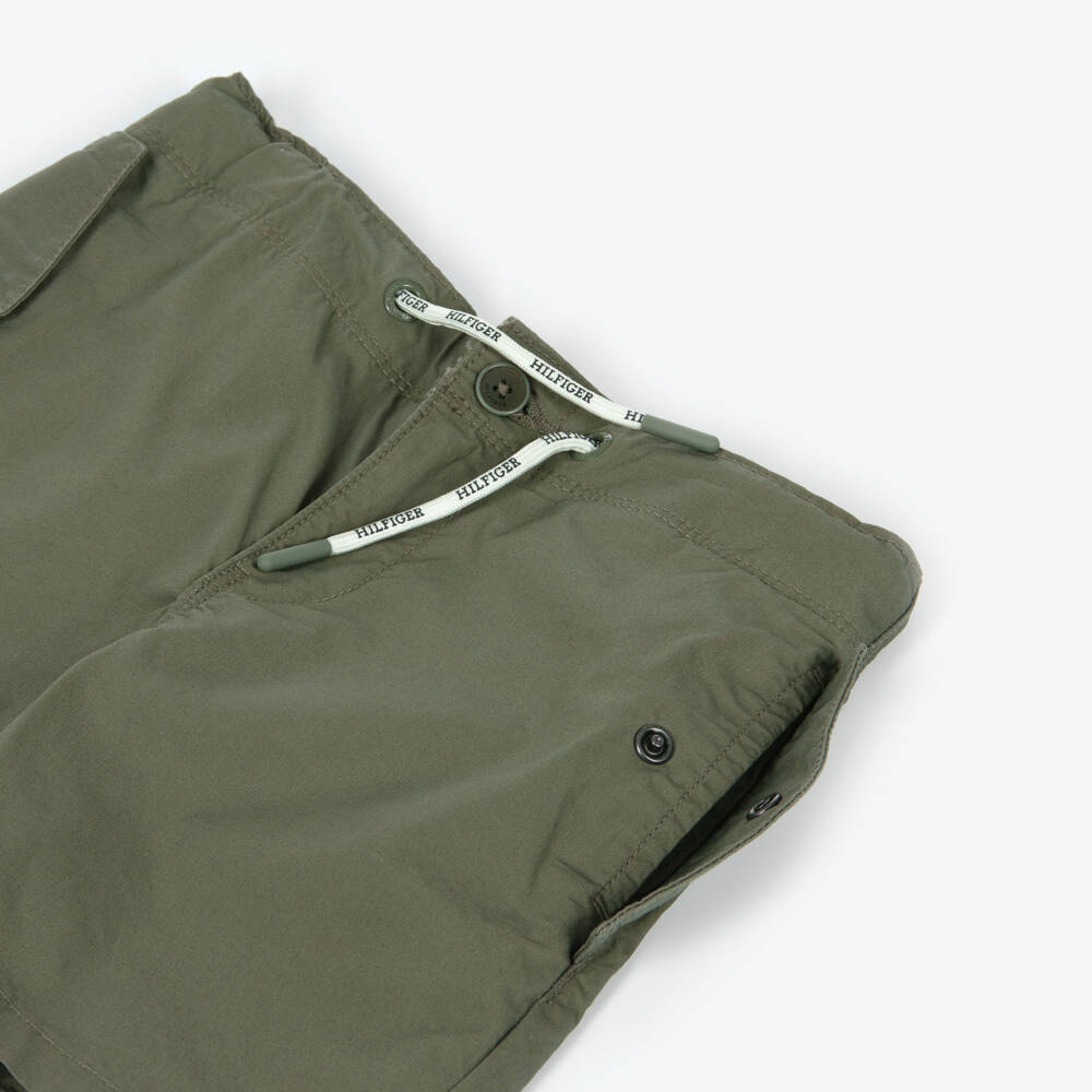 Tommy Hilfiger-Boys Green Cotton Drawstring Shorts | Childrensalon Outlet