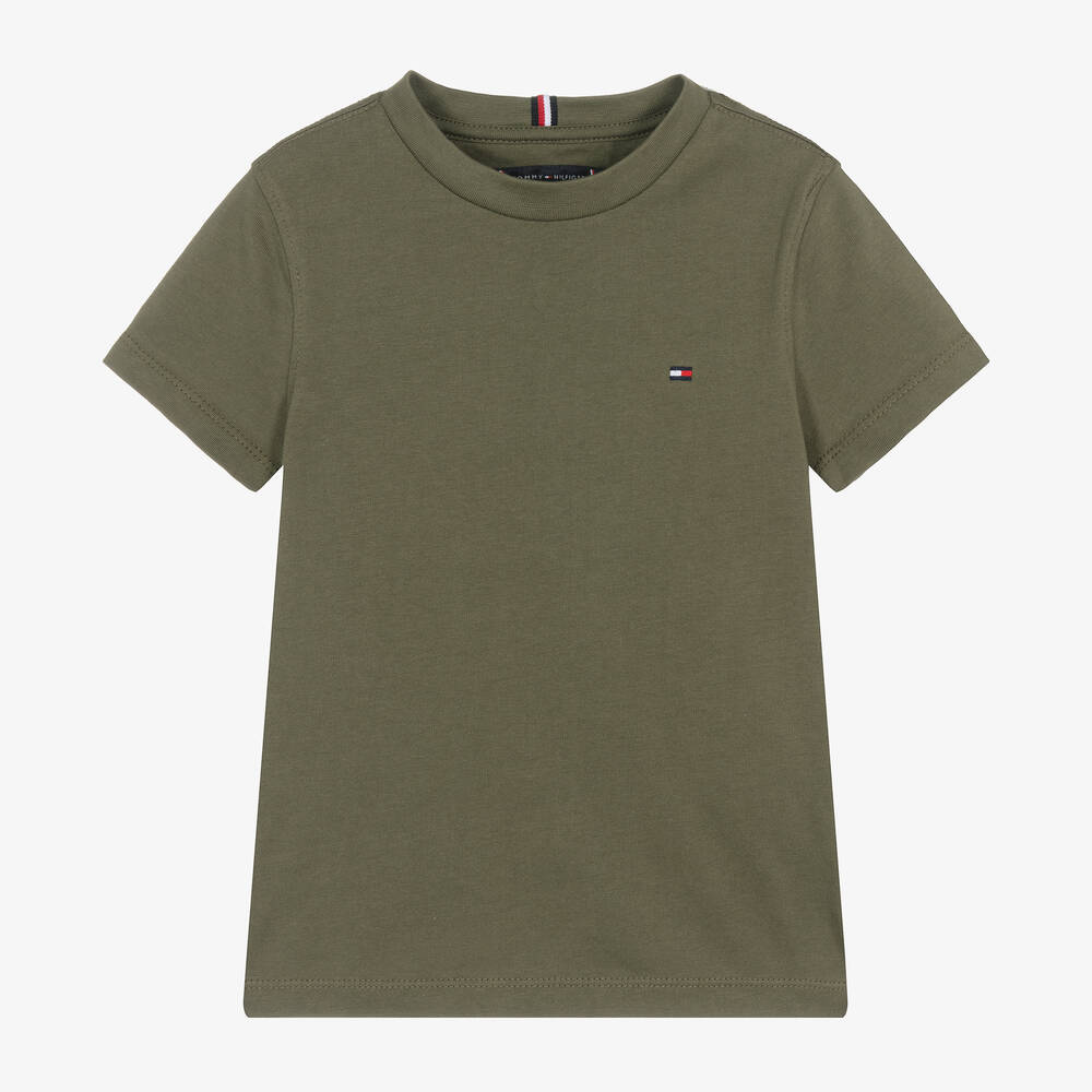 Tommy Hilfiger-Boys Green Cotton Flag Logo T-Shirt | Childrensalon Outlet