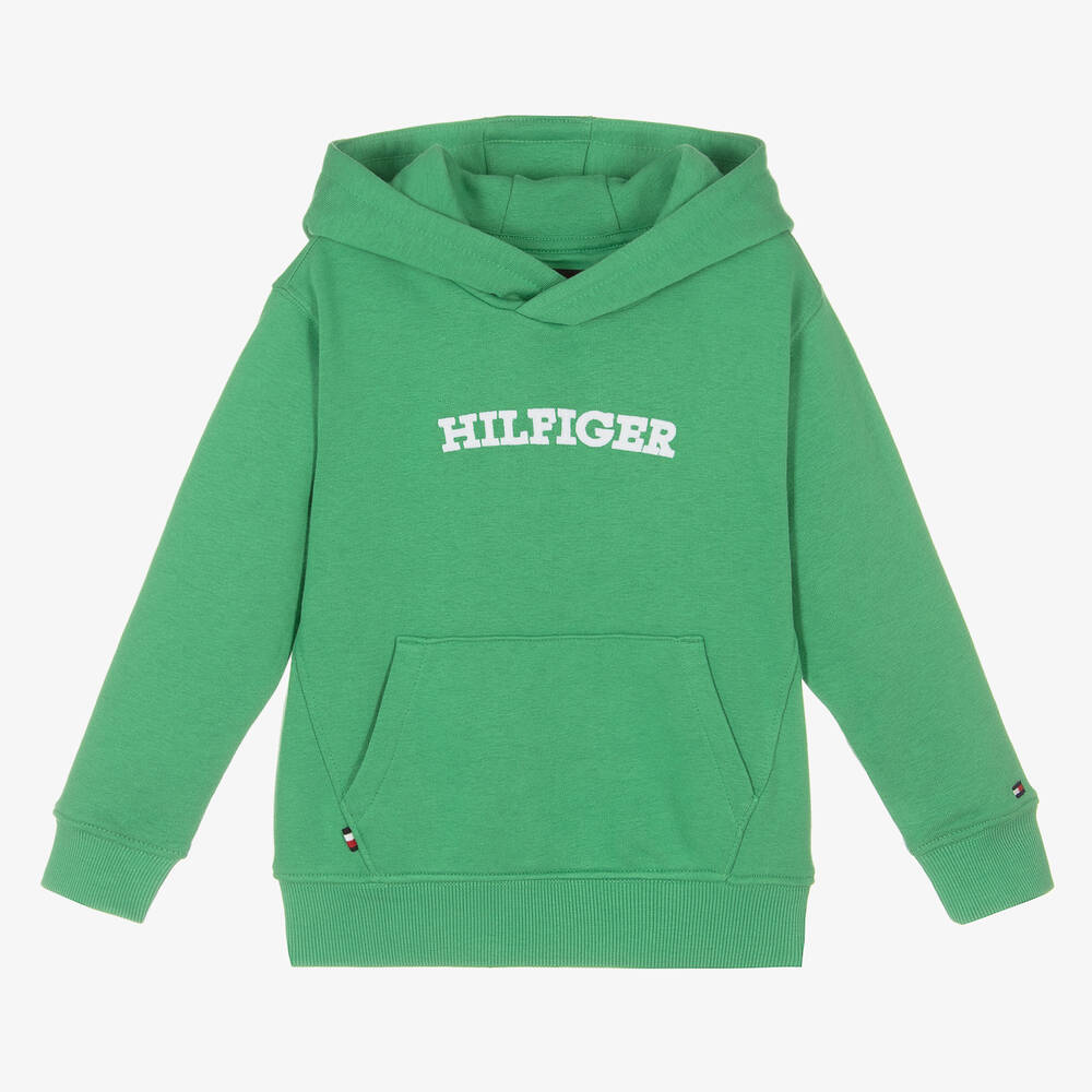 Tommy Hilfiger - Sweat à capuche vert en coton garçon | Childrensalon