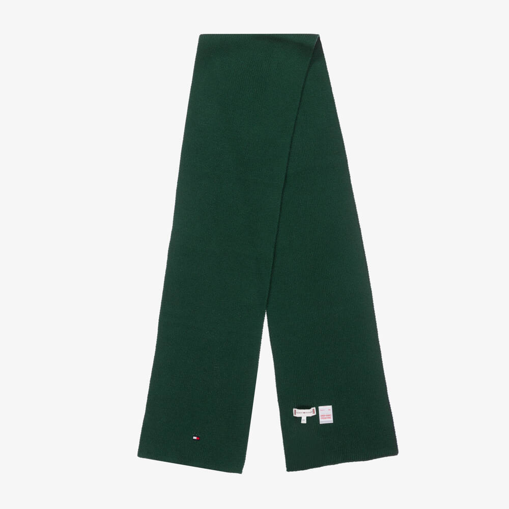 Tommy Hilfiger-Boys Green Cotton Logo Scarf | Childrensalon Outlet
