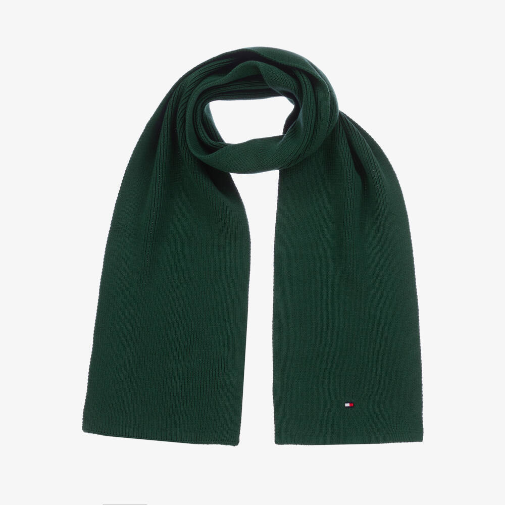 Tommy Hilfiger-Boys Green Cotton Logo Scarf | Childrensalon Outlet