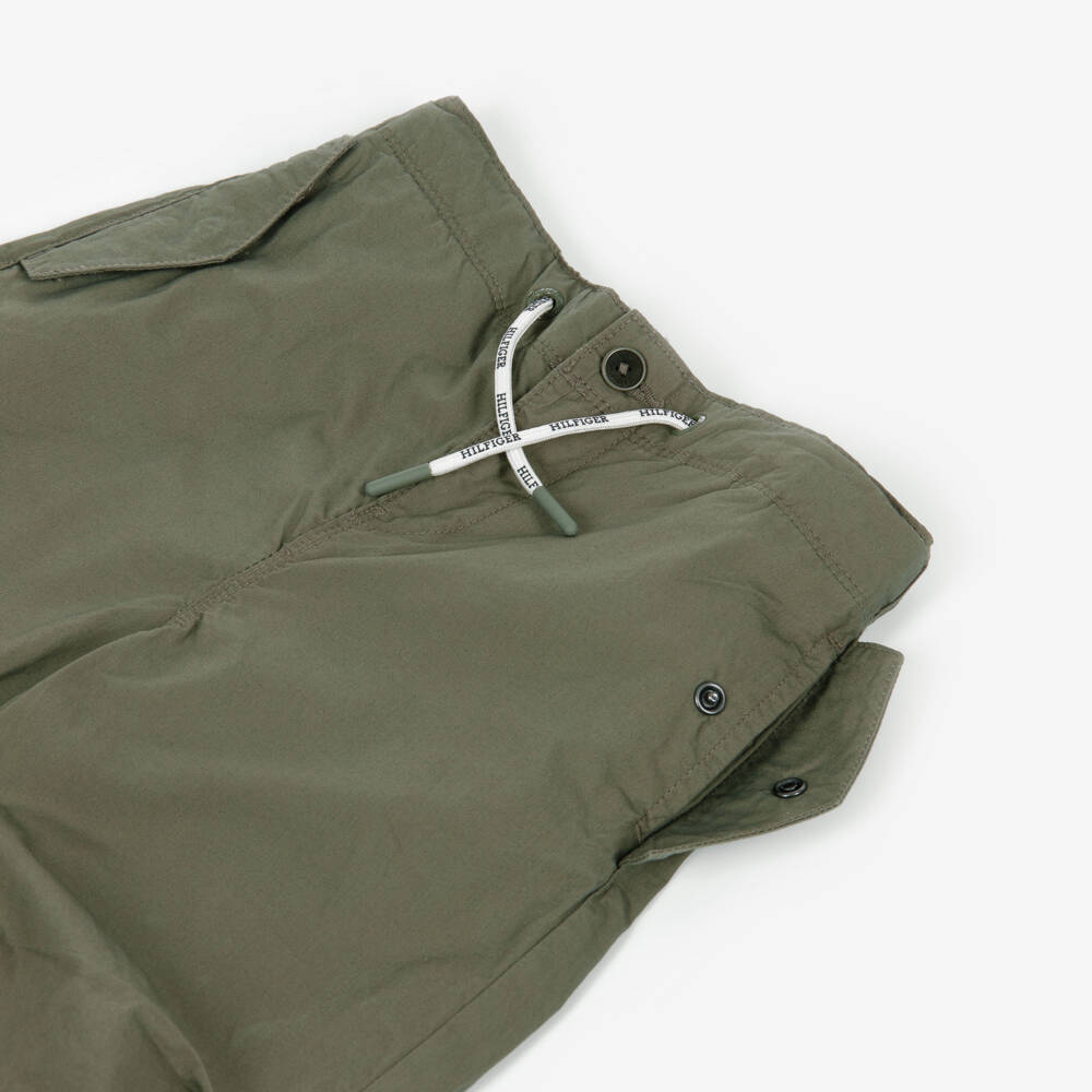 Tommy Hilfiger-Boys Green Cotton Relaxed Parachute Trousers | Childrensalon Outlet