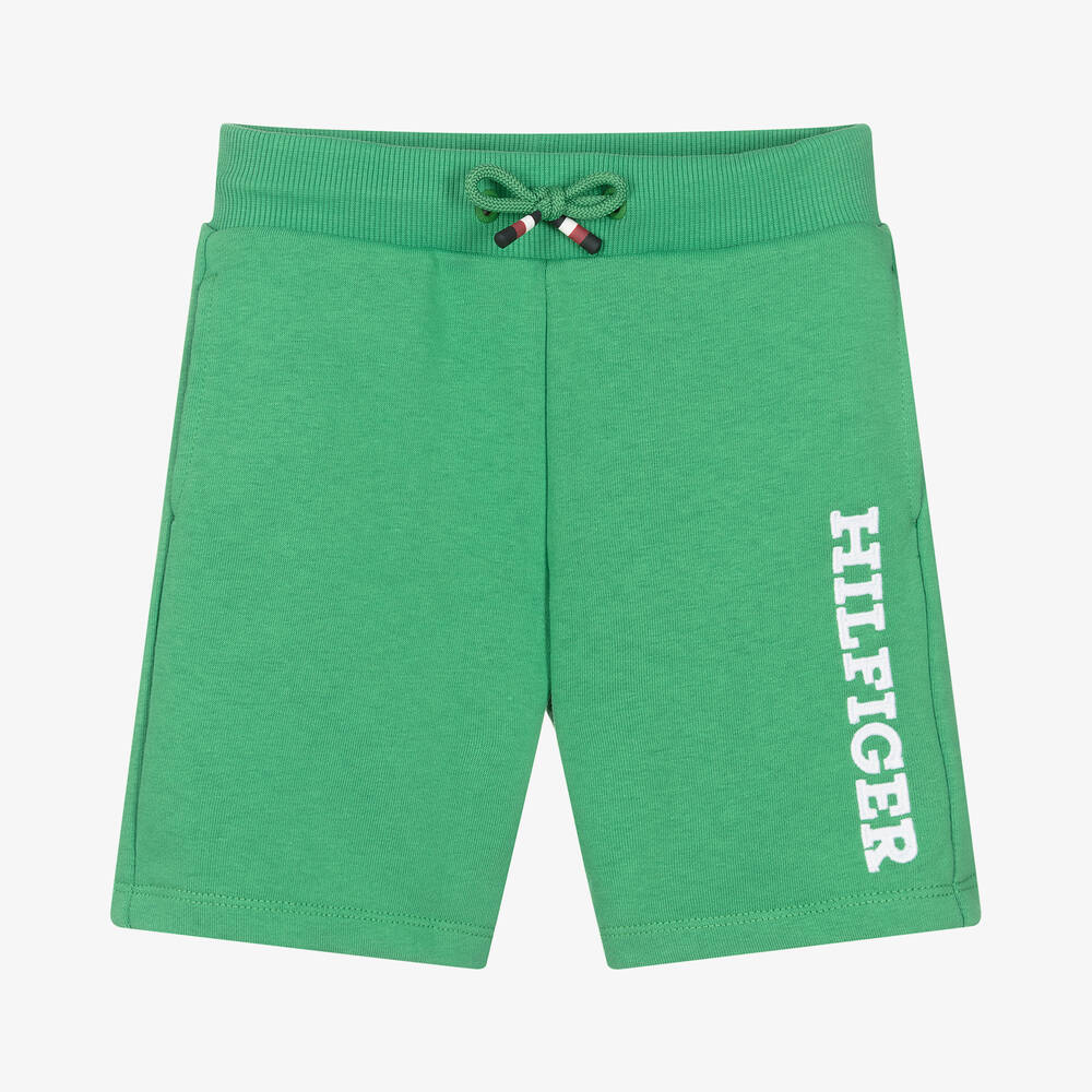 Tommy Hilfiger-شورت قطن جيرسي لون أخضر للأولاد | Childrensalon Outlet