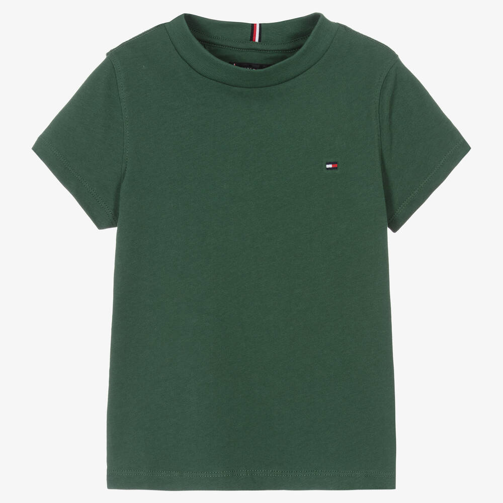 Tommy Hilfiger - T-shirt vert en coton pour garçon | Childrensalon
