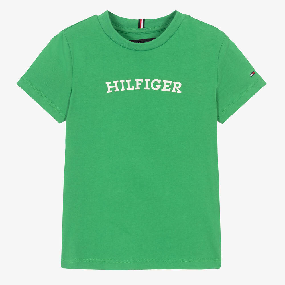 Tommy Hilfiger - Boys Green Cotton T-Shirt | Childrensalon
