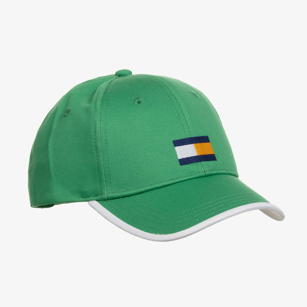 Tommy Hilfiger - Boys Green Organic Cotton Flag Cap | Childrensalon