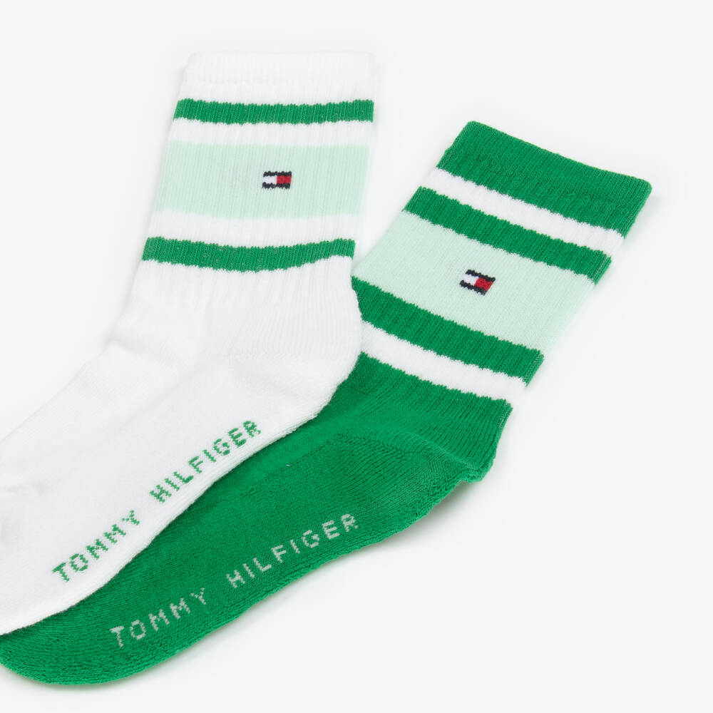 Tommy Hilfiger-Boys Green Sporty Stripe Socks Duo | Childrensalon Outlet