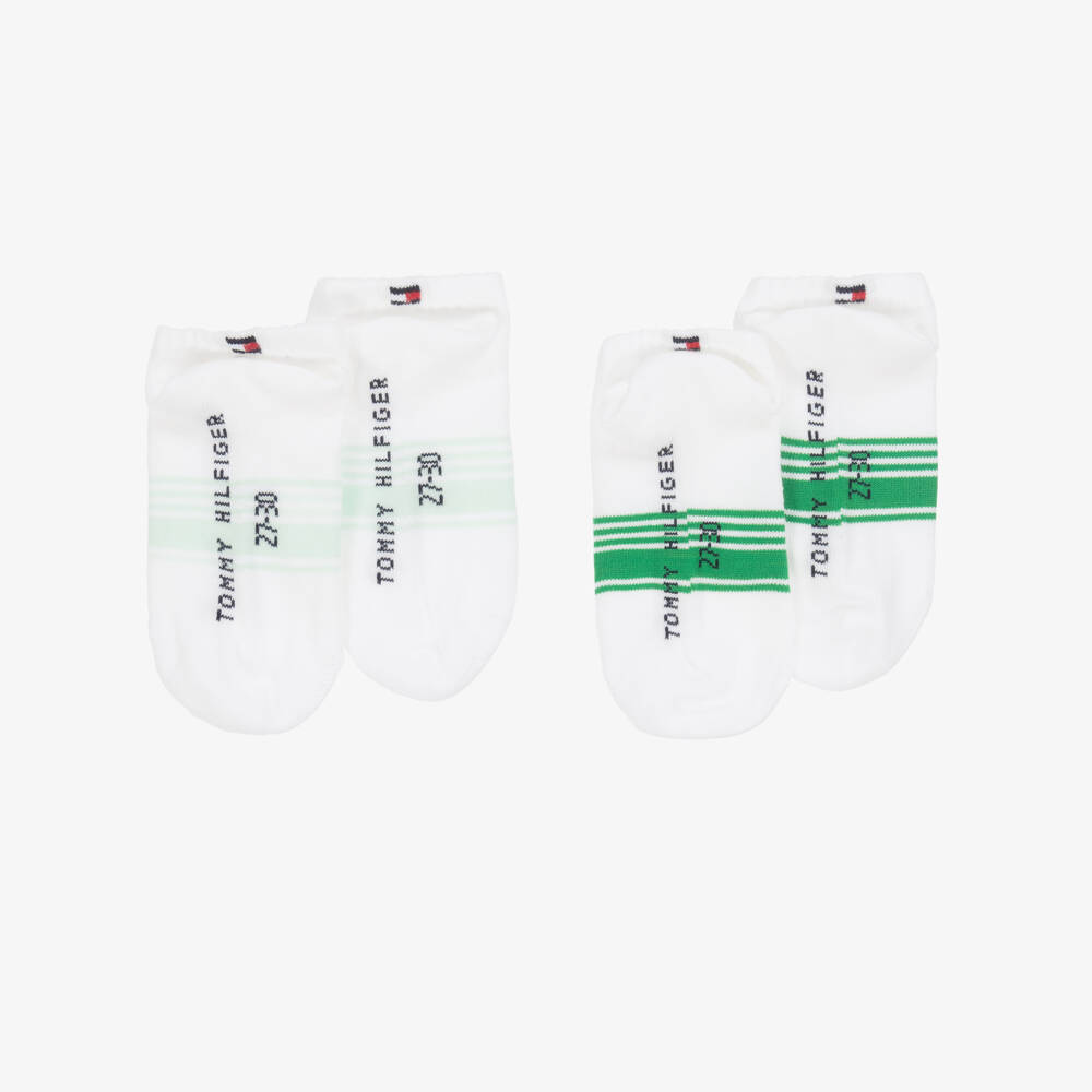 Tommy Hilfiger-Boys Green & White Logo Socks Duo | Childrensalon Outlet