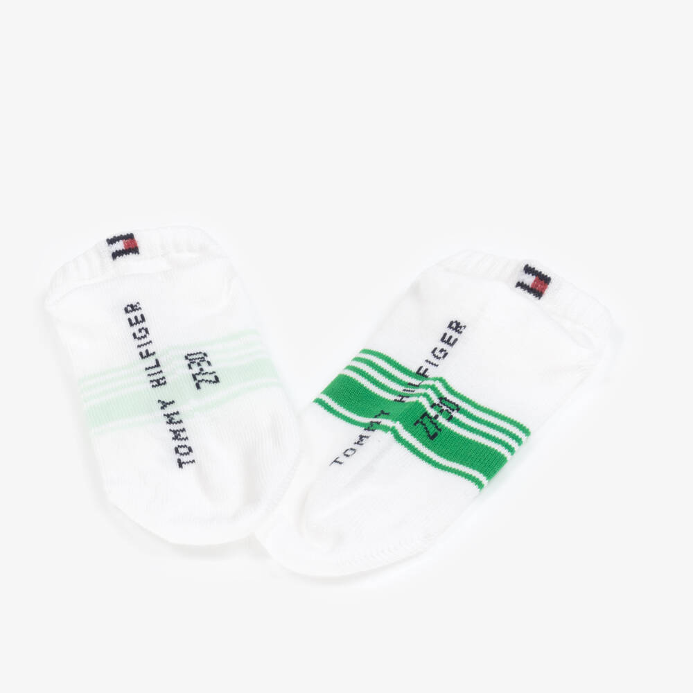 Tommy Hilfiger-Boys Green & White Logo Socks Duo | Childrensalon Outlet