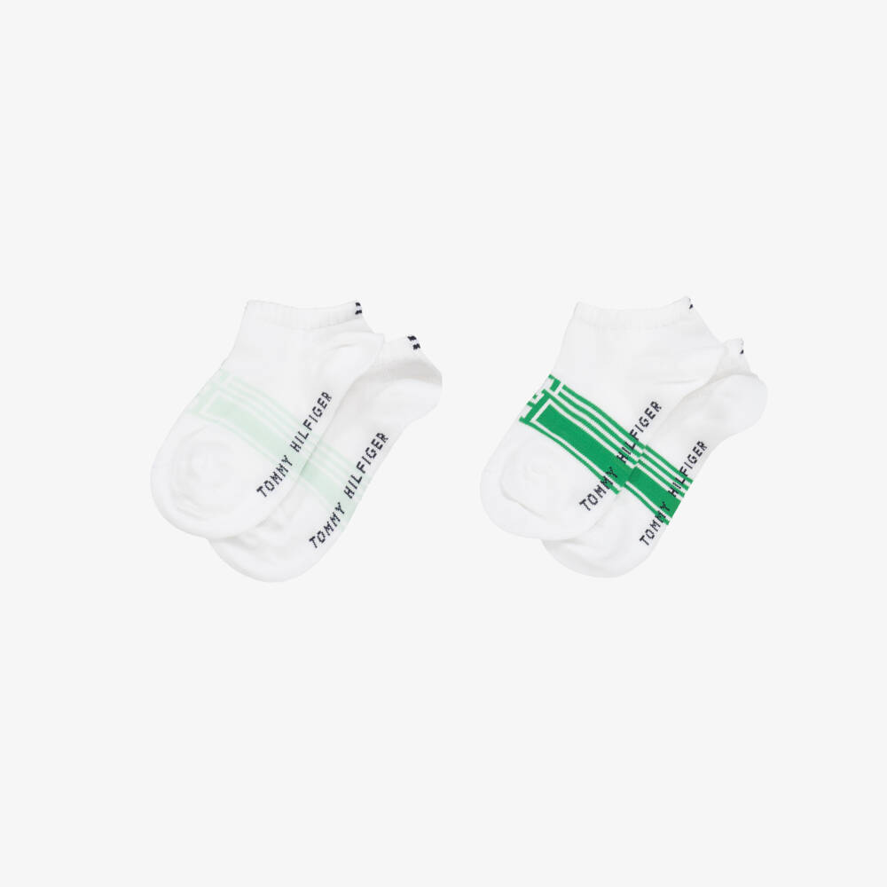Tommy Hilfiger-Boys Green & White Logo Socks Duo | Childrensalon Outlet