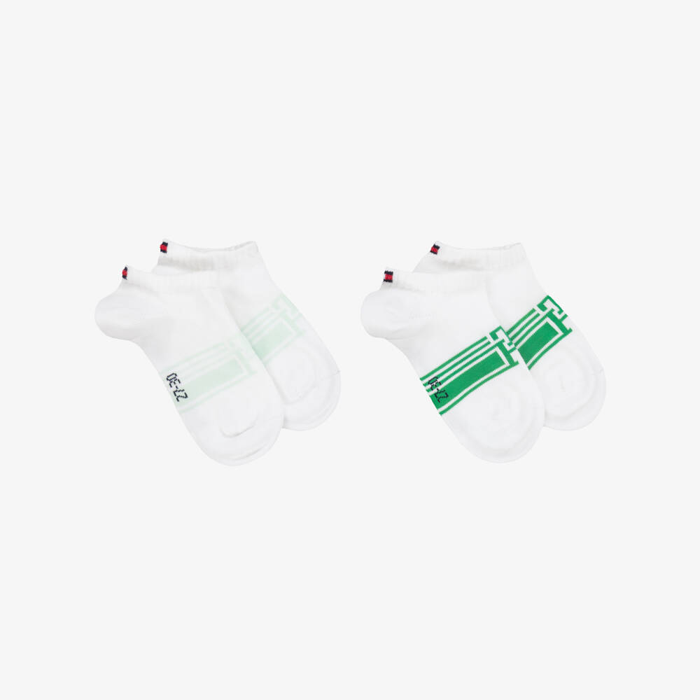 Tommy Hilfiger-Boys Green & White Logo Socks Duo | Childrensalon Outlet