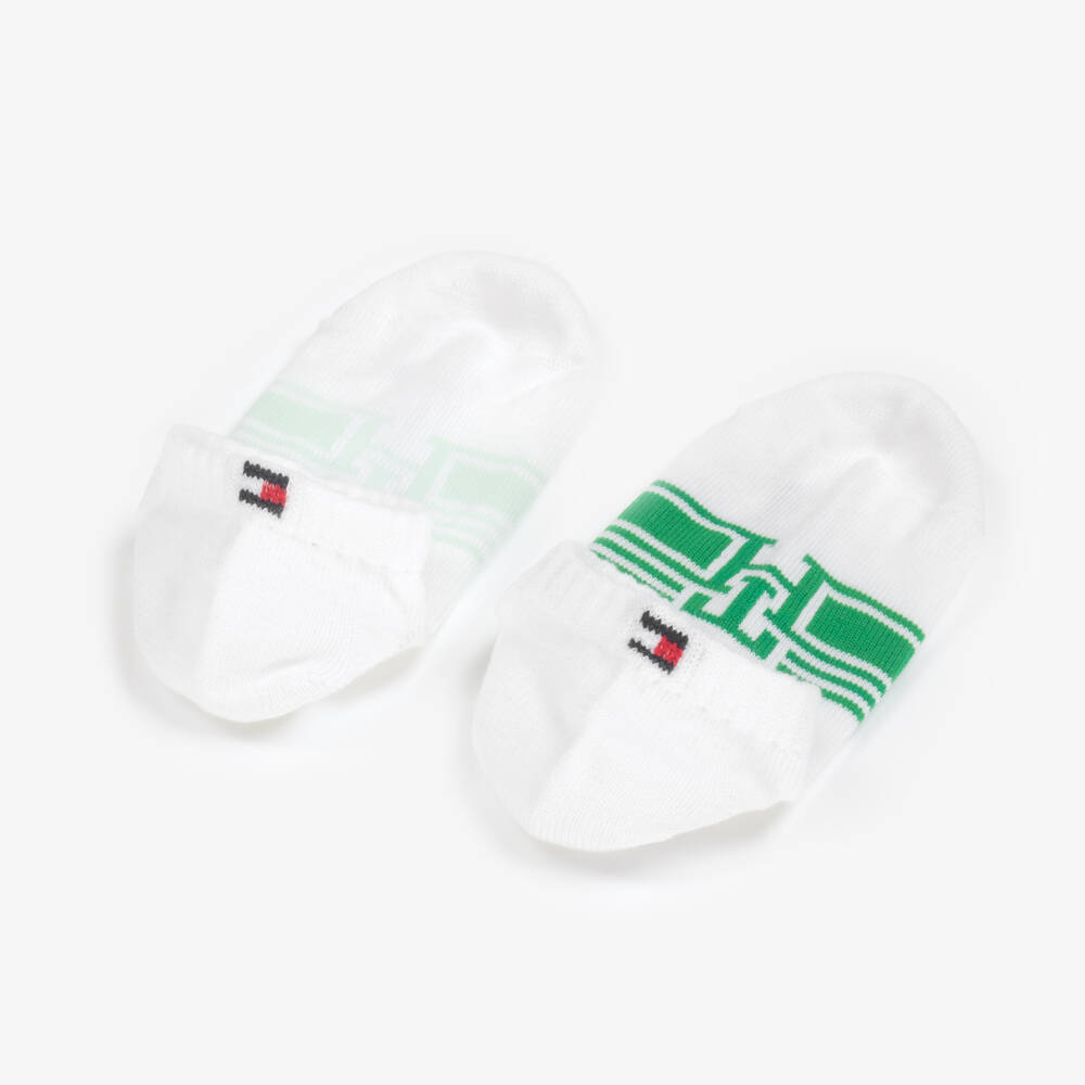 Tommy Hilfiger-Boys Green & White Logo Socks Duo | Childrensalon Outlet