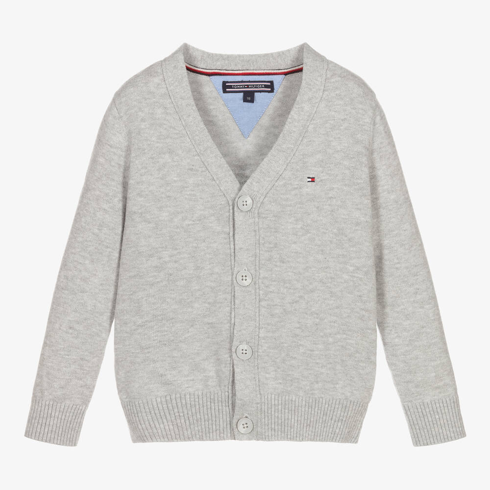 Tommy Hilfiger - Boys Grey Cotton Cardigan | Childrensalon