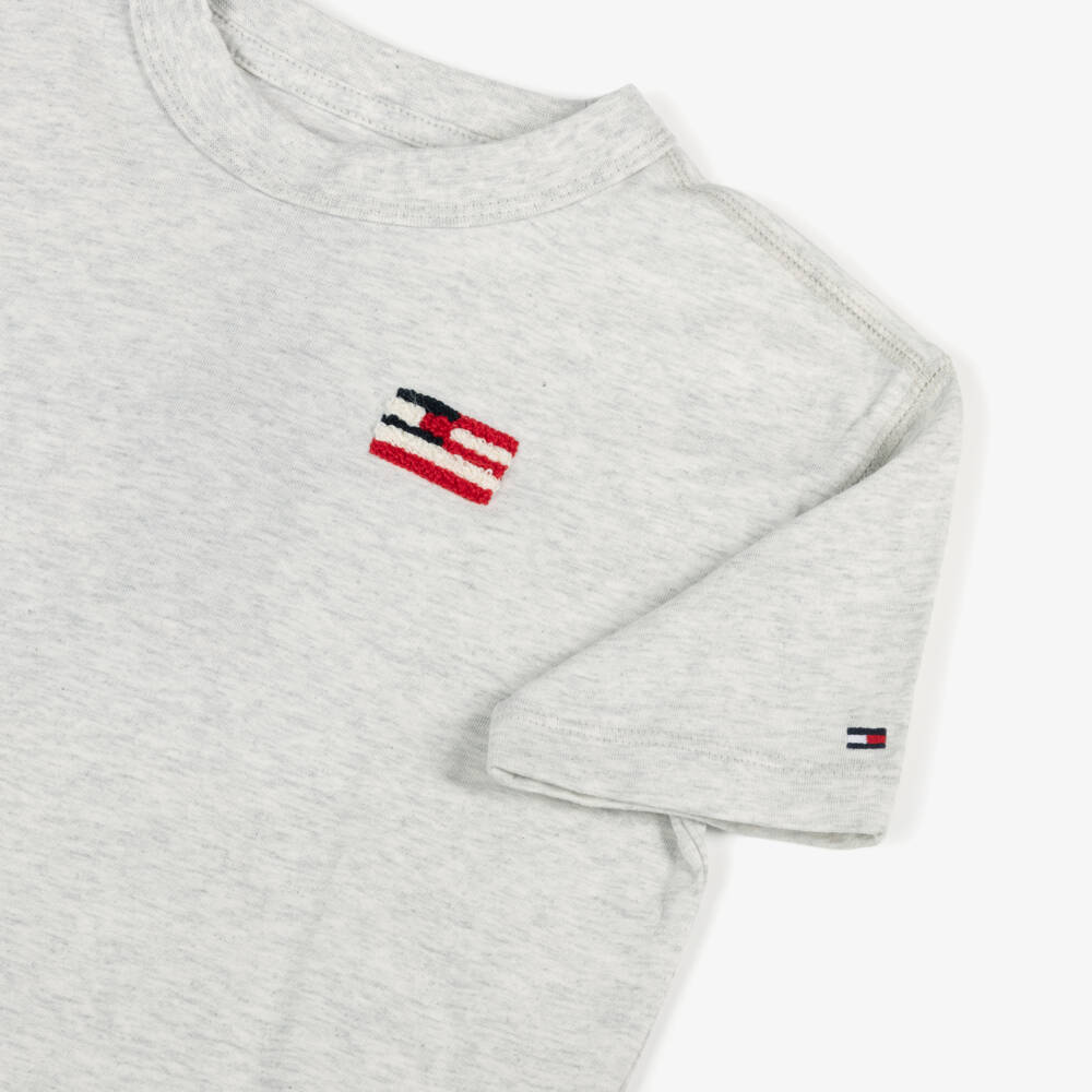 Tommy Hilfiger-Boys Grey Cotton Flag Knit Tee | Childrensalon Outlet
