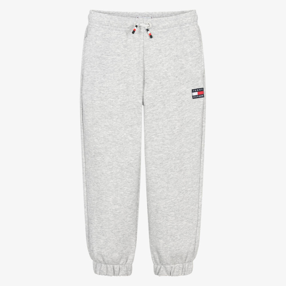 Tommy Hilfiger-Boys Grey Cotton Heritage Flag Logo Joggers | Childrensalon Outlet
