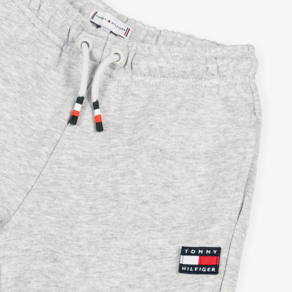 Tommy Hilfiger-Boys Grey Cotton Heritage Flag Logo Joggers | Childrensalon Outlet