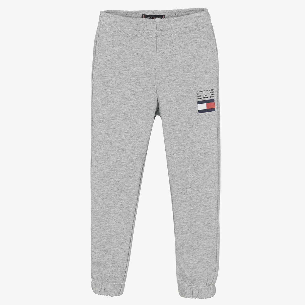 Tommy Hilfiger - Boys Grey Cotton Logo Joggers | Childrensalon