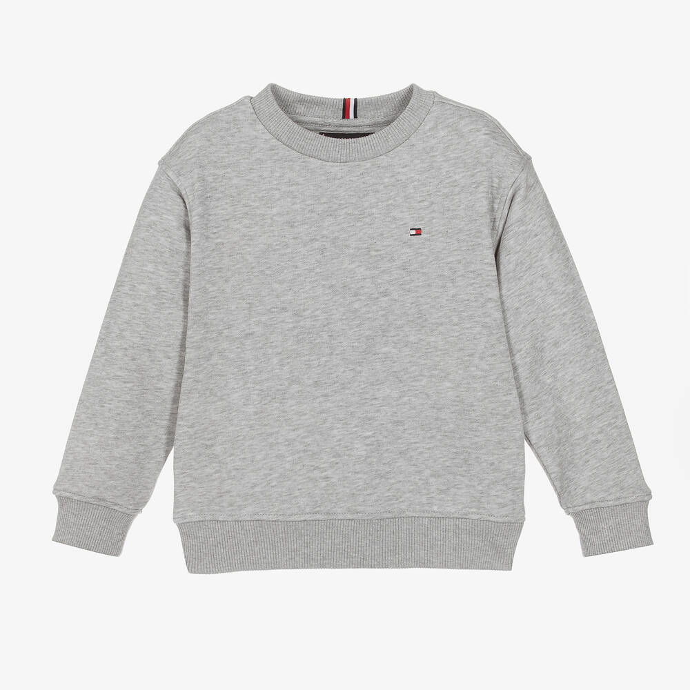 Tommy Hilfiger - Boys Grey Cotton Logo Sweatshirt | Childrensalon