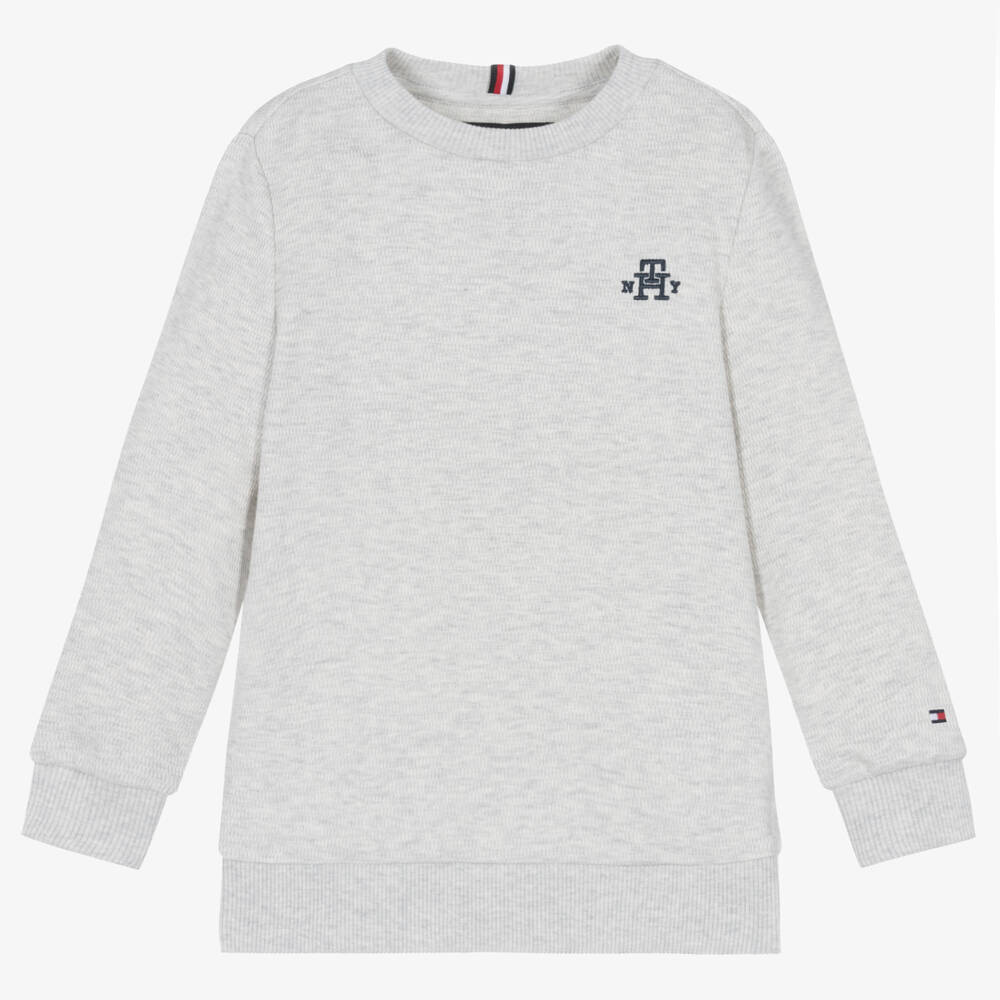 Tommy Hilfiger - Sweat-shirt gris en coton Garçon | Childrensalon