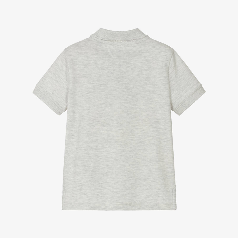 Tommy Hilfiger-Boys Grey Cotton Piqué Flag Logo Polo Shirt | Childrensalon Outlet
