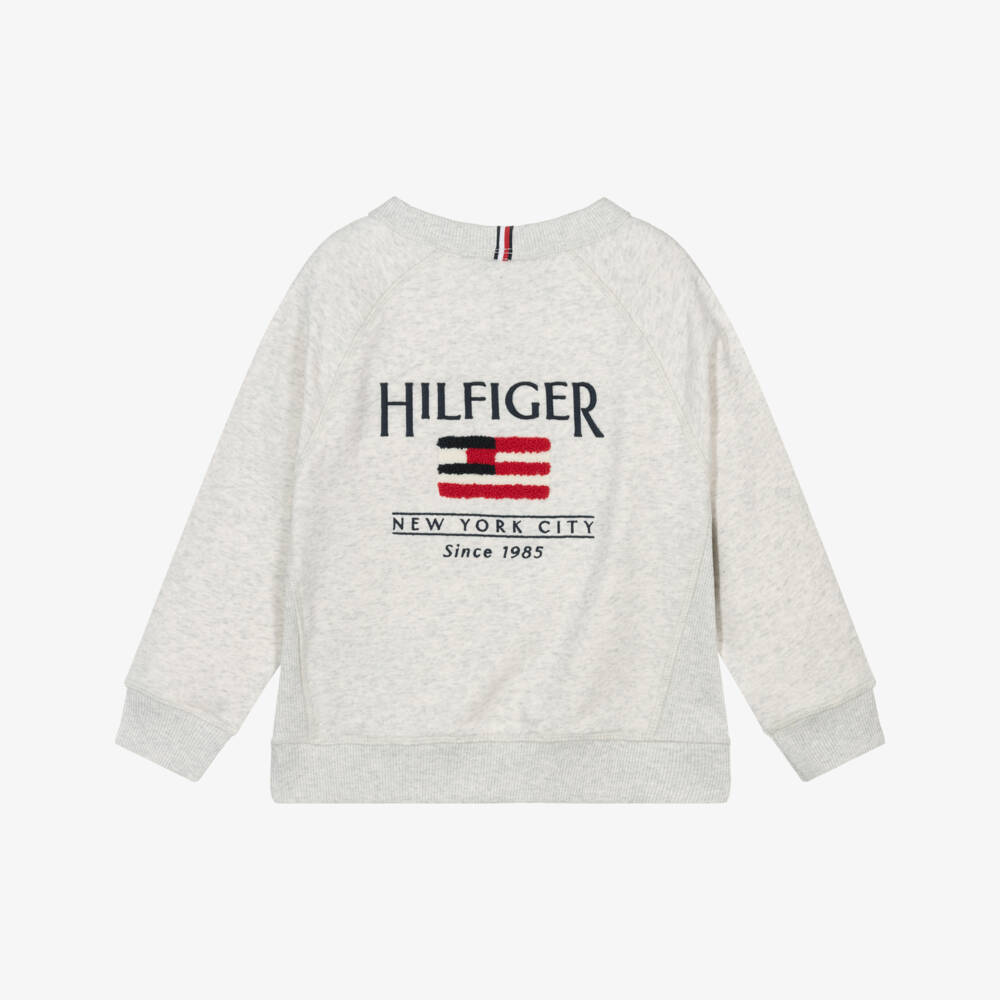 Tommy Hilfiger-Boys Grey Emblem Cotton Jumper | Childrensalon Outlet