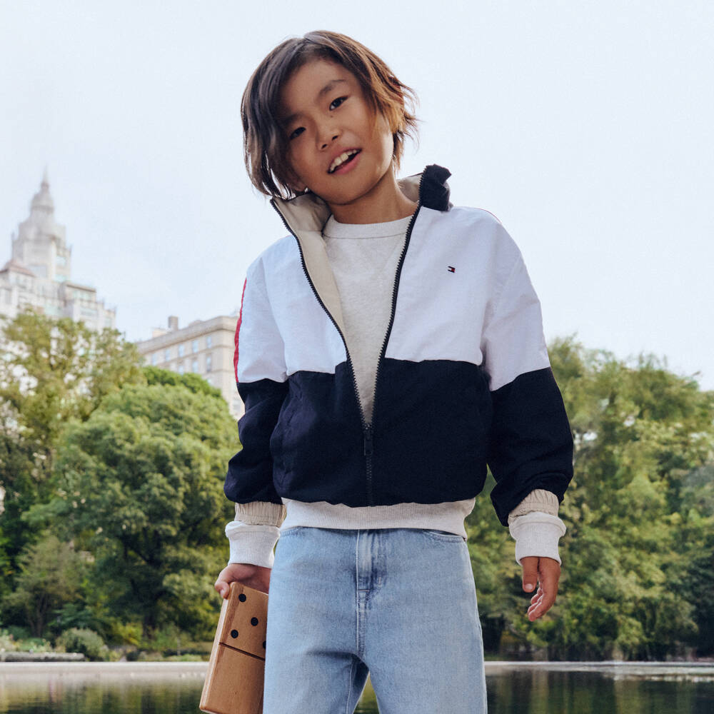 Tommy Hilfiger-Boys Grey Emblem Cotton Jumper | Childrensalon Outlet