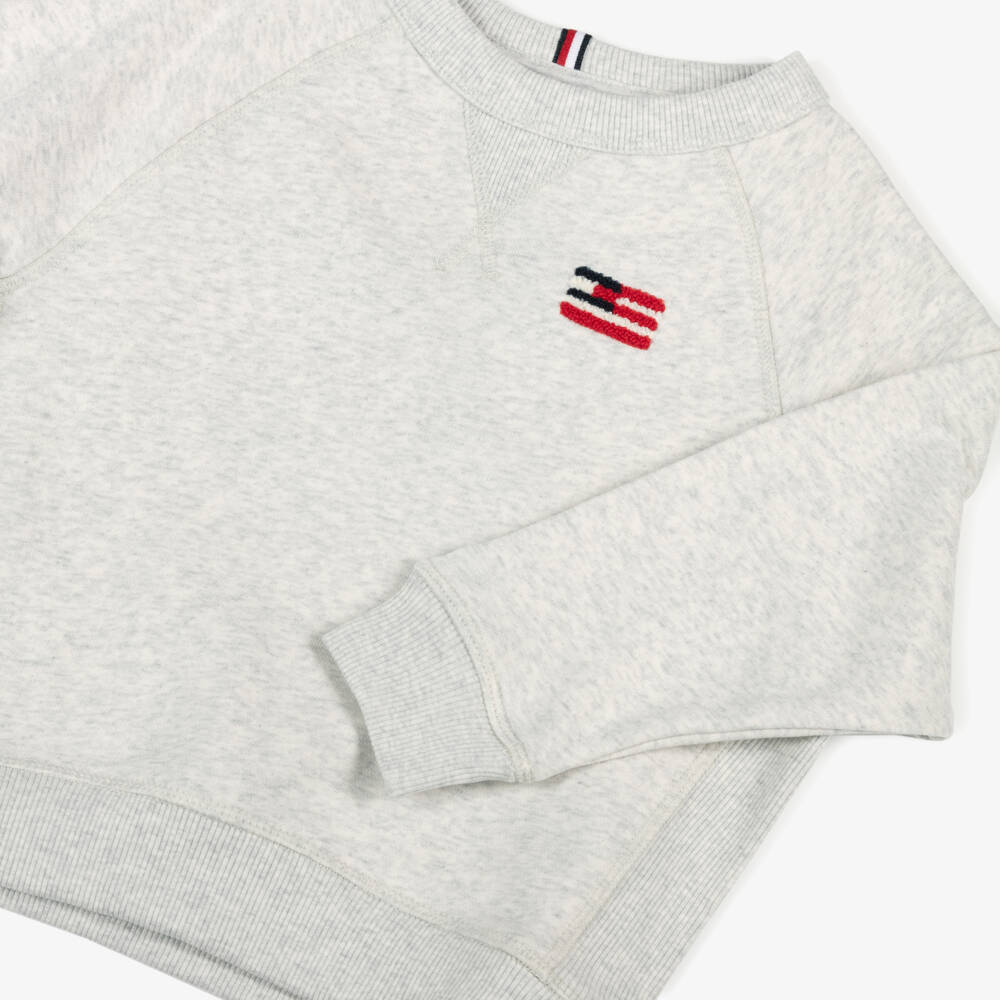Tommy Hilfiger-Boys Grey Emblem Cotton Jumper | Childrensalon Outlet