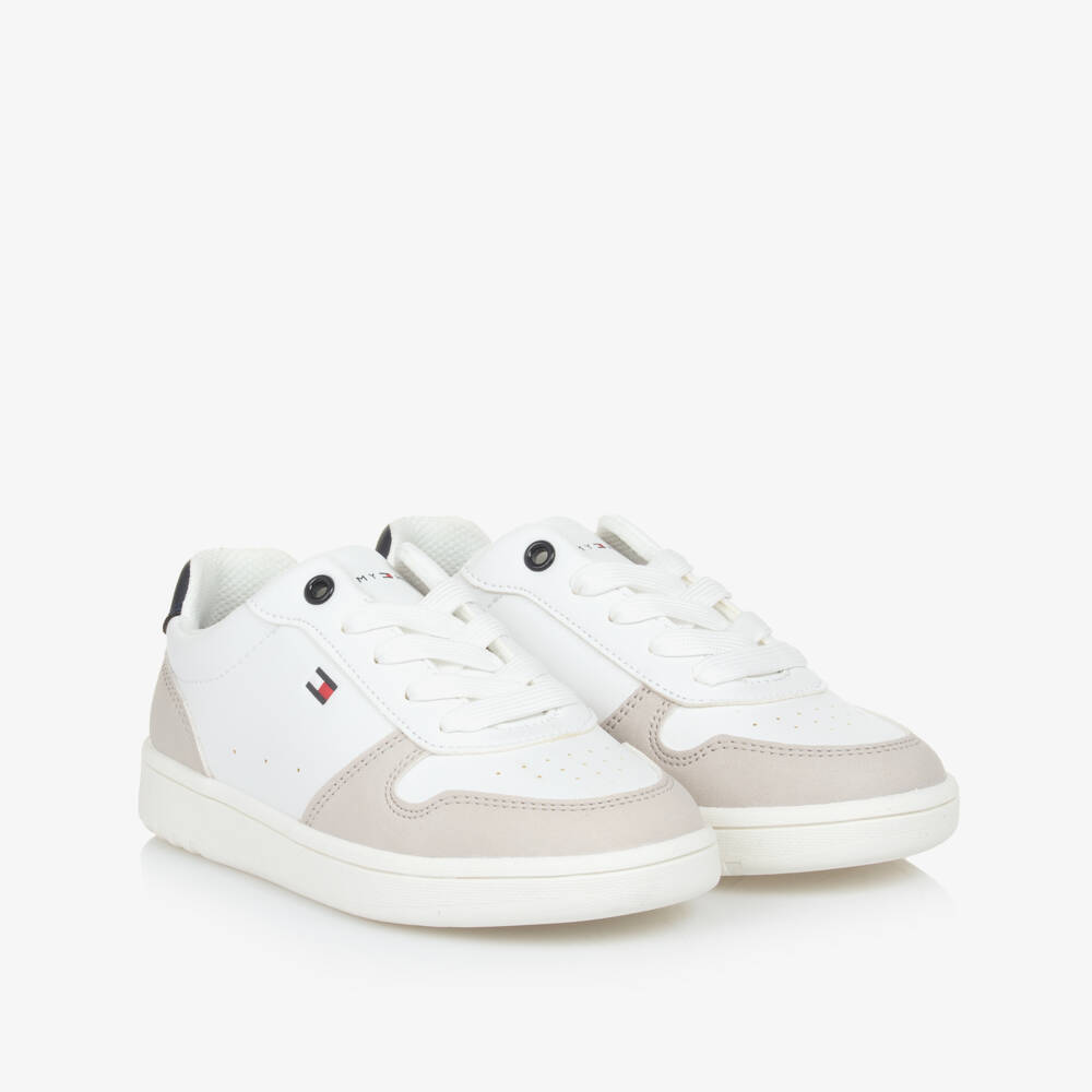Tommy Hilfiger-Boys Grey Faux Leather Sneakers | Childrensalon Outlet