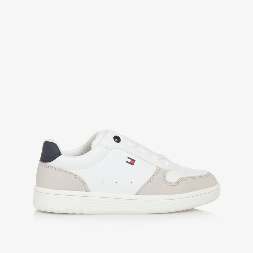 Tommy Hilfiger-Boys Grey Faux Leather Sneakers | Childrensalon Outlet